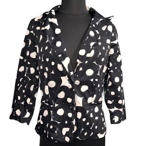 Sandro 1 Button Printed Polka Dot Blazer Jacket